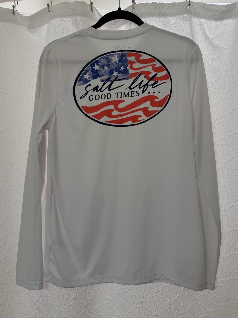 Salt Life White Long Sleeve Oval Flag Graphic Tee